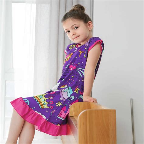 New Children Purple Princess Nightgowns Kids Spandex Girls Night Dress