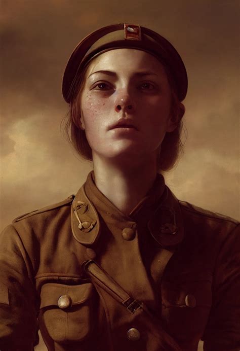 woman soldier world war 2 in the war field by midjourney openart