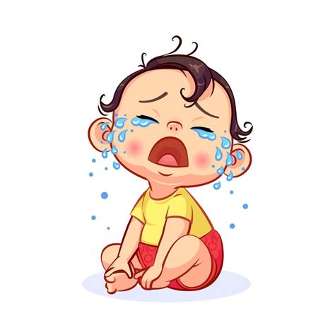 Cartoon Sitting Crying Little Baby Boy Baby Illustration Crying