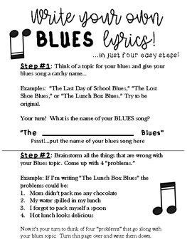 Get out of your comfort zone. Write Your Own Blues Lyrics | Music teaching resources, Music writing, Middle school music