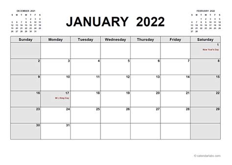2022 Monthly Calendar Fillable Free