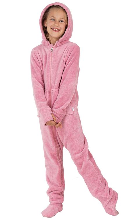 Hoodie Footie For Girls Pink In Kids Hoodie Footie Pajama Onesie