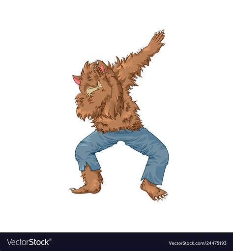 Werewolf Wolfman Character Dancing Dab Step Vector Image
