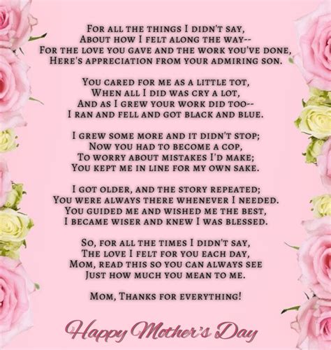 Happy Mothers Day Poem From Son | Happy mothers day poem, Mothers day poems, Mothers day verses