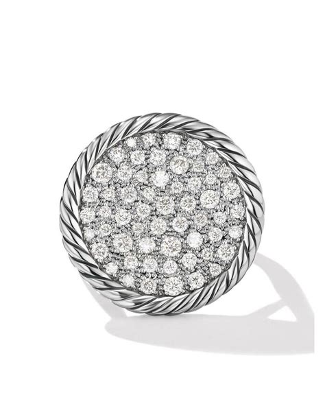 David Yurman Sterling Silver Dy Elements Pavé Diamond Ring In Metallic