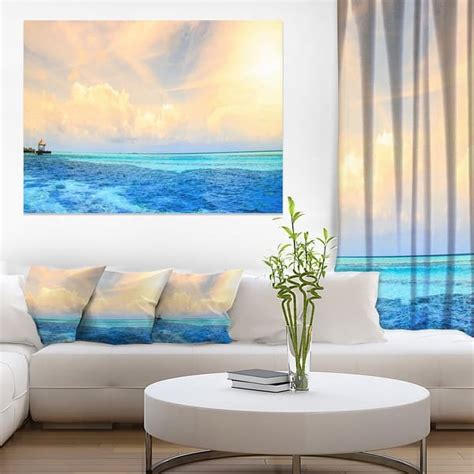 Maldives Bungalows Sunset Panorama Extra Large Seascape Art Canvas