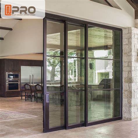 Interior Aluminium Sliding Doors With Glass Inserts For Living Room