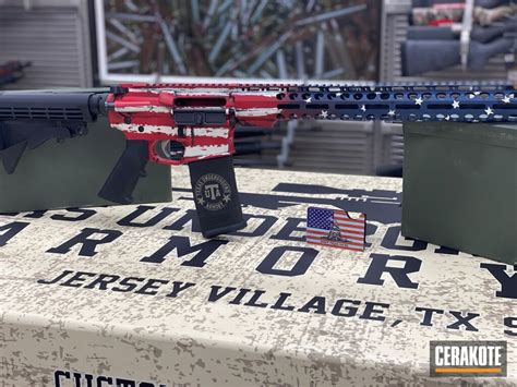 American Flag Themed Ar 15 Cerakoted Using Kel Tec® Navy Blue Armor