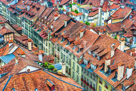 Traditional Swiss Houses In The City Of Bern Stock Photos
