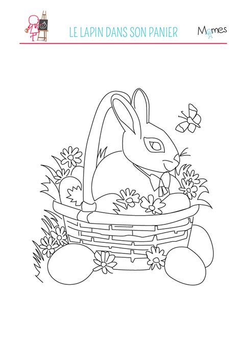 Coloriage du lapin de Pâques Momes net