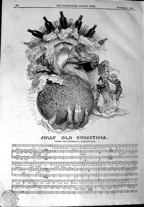 1844 Sheet Music Santa No Milk And Cookiescrown Of Liquor Bottles