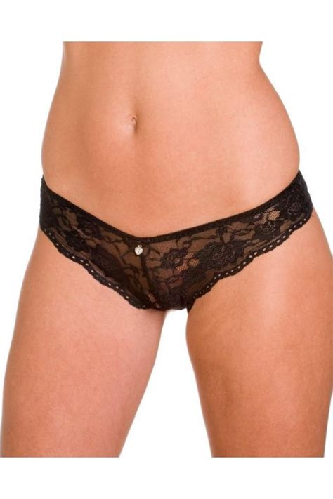 New Ladies Black Camille Sheer Lace Womens Knickers Lingerie Thong