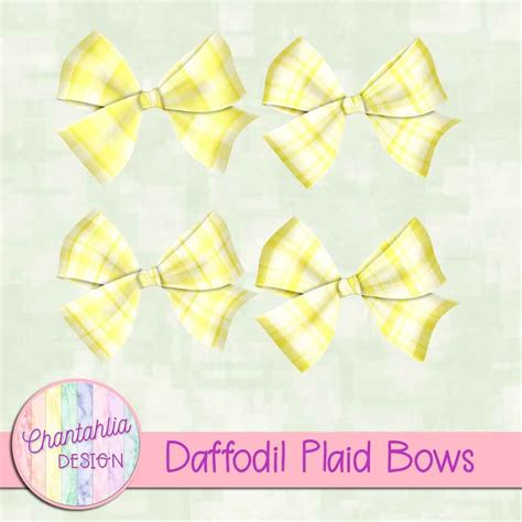 Free Daffodil Plaid Bows Design Elements