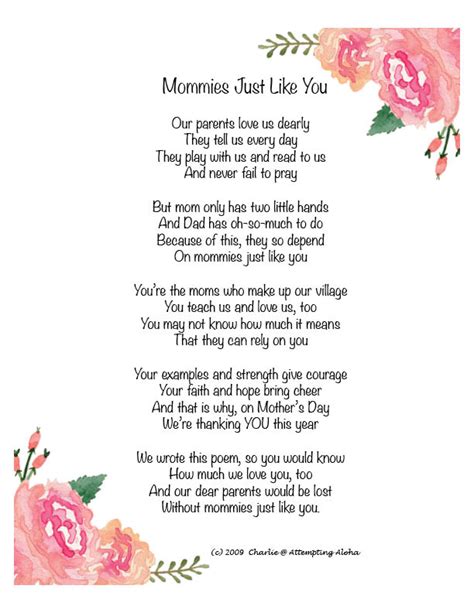 Watch garden flowers from diy garden flowers: Mommies Just Like You - Mother's Day Poem