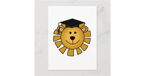 Lion With Graduation Cap Tshirts And Ts Announcement Postcard Zazzle