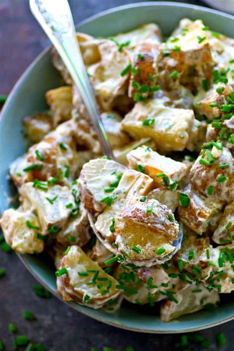 Add to potatoes and toss. Roasted Potato Salad with Chive Ranch Dressing