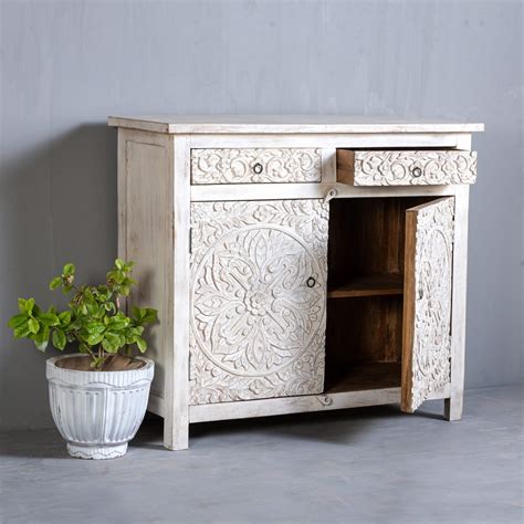 Carved Indian Sideboard Chisel And Log