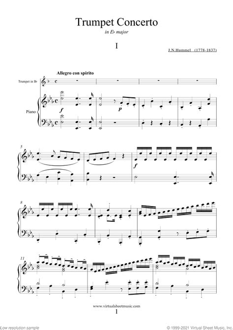 Hummel Trumpet Concerto In Eb Major Sheet Music Pdf