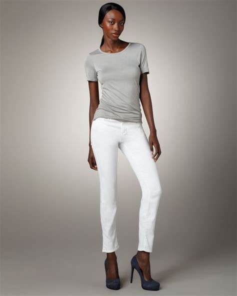J Brand 811 Mid Rise Skinny Twill Jeans In White Lyst