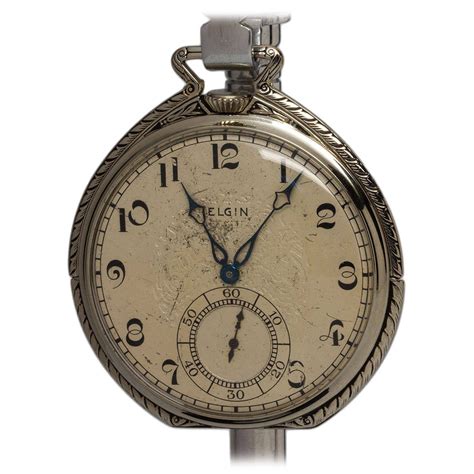 Elgin White Gold-Filled Pocket Watch circa 1930s at 1stdibs