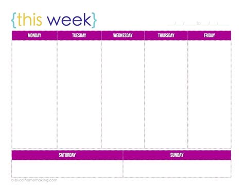 Perfect Printable 1 Week Schedule | Get Your Calendar Printable