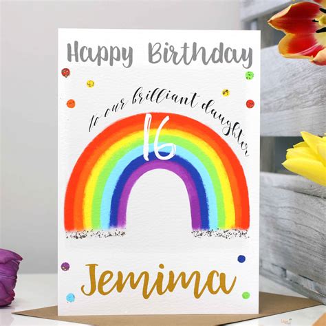 Personalised Rainbow Age Birthday Card Son Daughter Granddaughter