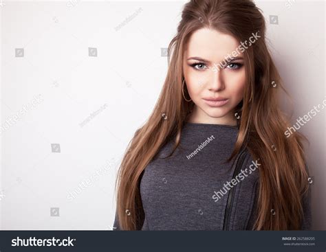 Young Sensual Model Girl Pose Studio Stock Photo Edit Now 262588205