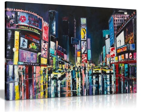 New York Oil Painting Times Square Canvas Wall Art Picture Print Ebay