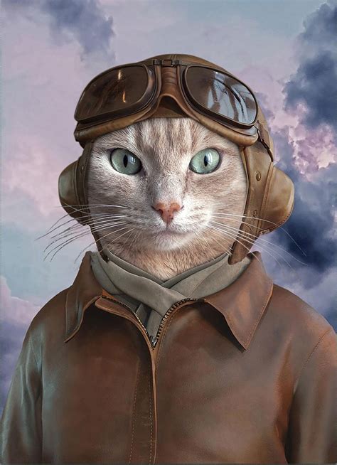 Pilot Pet Portrait Navigator Cat Canvas Aviation Pet Canvas Etsy