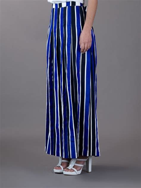 Marni Striped Long Skirt In Blue Lyst