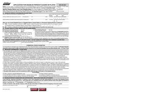 Application For Disabled Person Placard Or Plates Reg 195 Pdf