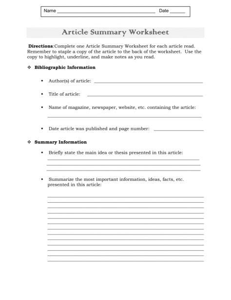 7 Reading An Article Worksheet Science Articles Worksheets