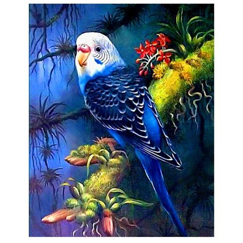 Diy 5d Diamond Painting Animals Parrots Resin Circular Drill Embroidery