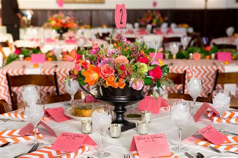 Hot Pink And Orange Wedding Centerpiece Orange Wedding Centerpieces