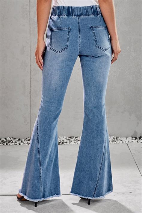 Trendy Multicolor Distressed Bell Bottom Denim Pants Wholesale Jeans