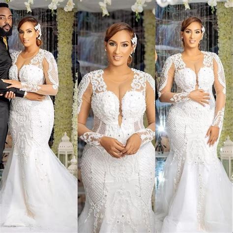 2022 Sexy Arabic Aso Ebi Luxurious Mermaid Wedding Dresses Full Lace Appliques Pearls Beading