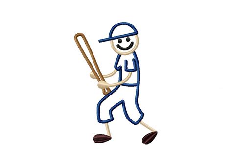 Baseball Stick Figure Embroidery Design Daily Embroidery