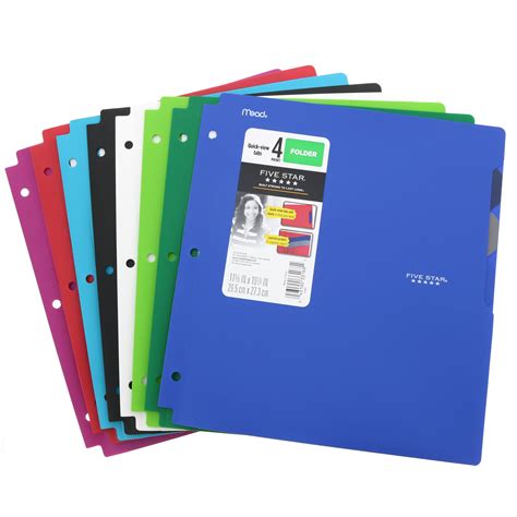 FIVE STAR Quick-View 4-Pocket Plastic Folder, Assorted Colors - Shop