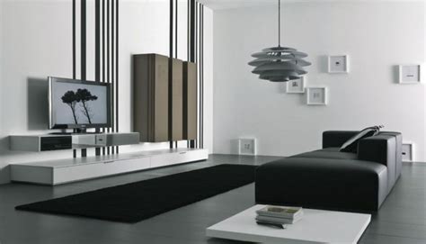 A Modern Living Room With Black And White Furniture