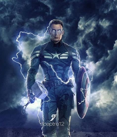 Captain America With Shield And Thor Hammer Mjölnir Captain America