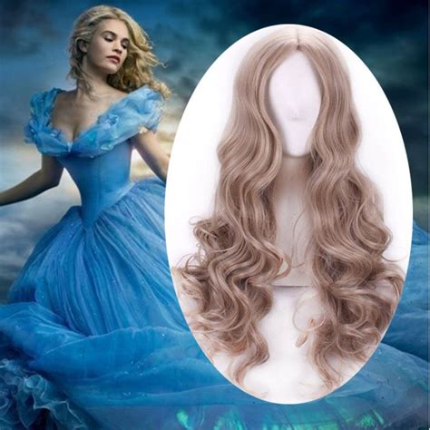 2015 New Movie Princess Cinderella Wig Long Curly Ash Blonde Anime