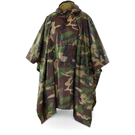 Us Military Spec Woodland Camo Poncho 627389 Tactical Clothing At