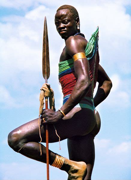Africa Dinka Warrior With Spear South Sudan The Size And Beauty Of A Dinka Mans Corset