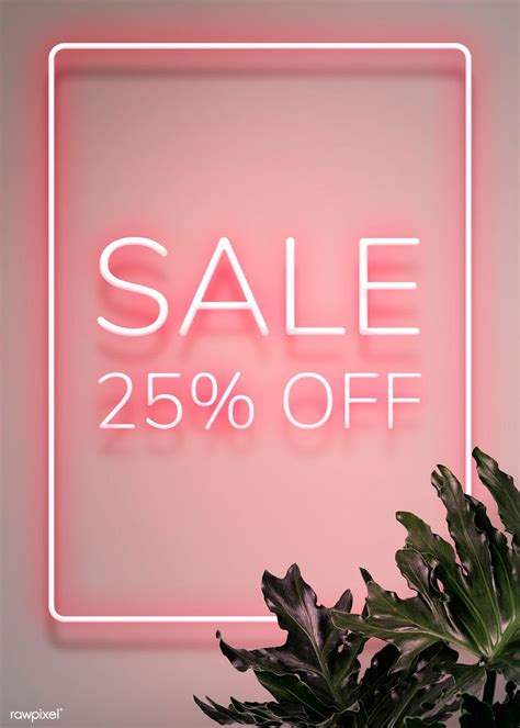 Download Premium Psd Image Of Lit Pink Neon 25 Off Sign On A Wall