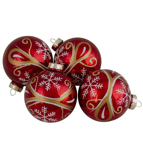 Northlight 4ct Red And Gold Glass Hanging Christmas Ball Ornaments 25