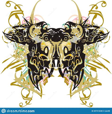 Colorful Ornamental Butterfly Symbol Splashes Stock Vector