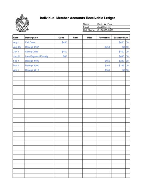 Accounting Ledger Book Template Free — Db