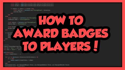 Roblox Studio How To Award Badges To Players Youtube