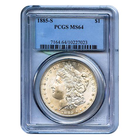 Certified Morgan Silver Dollar 1885 S Ms64 Pcgs Golden Eagle Coins