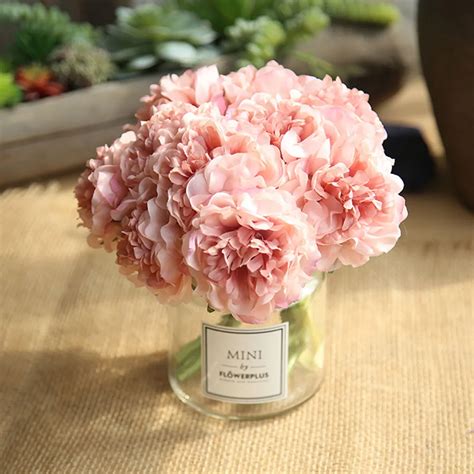 Silk Flowers Peony Bouquet For Wedding Decoration 5 Heads Peonies Fake